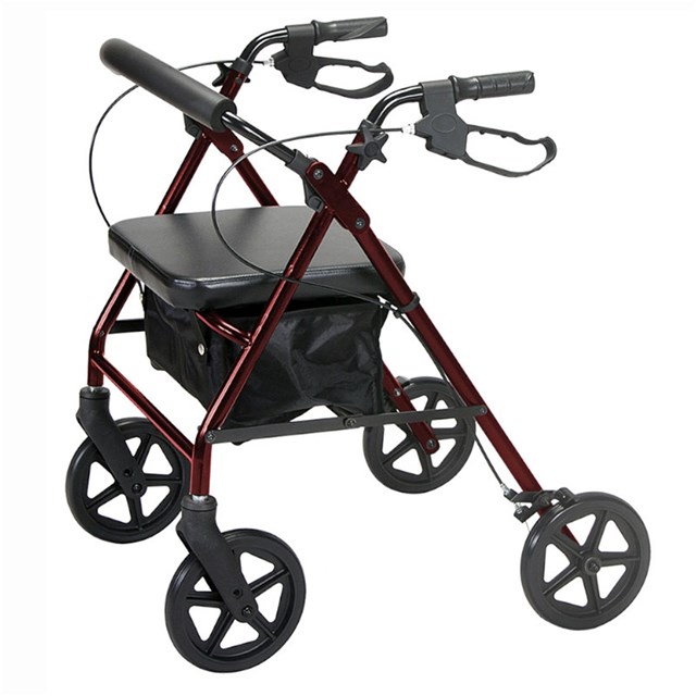 Andador Rollator con frenos y bloqueo rojo