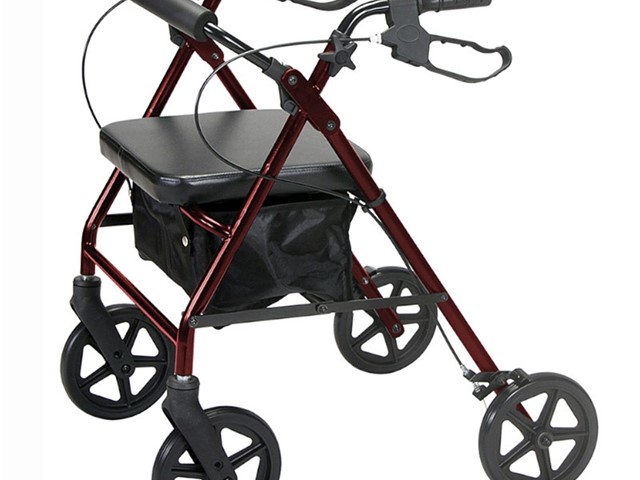 Andador Rollator con frenos y bloqueo rojo