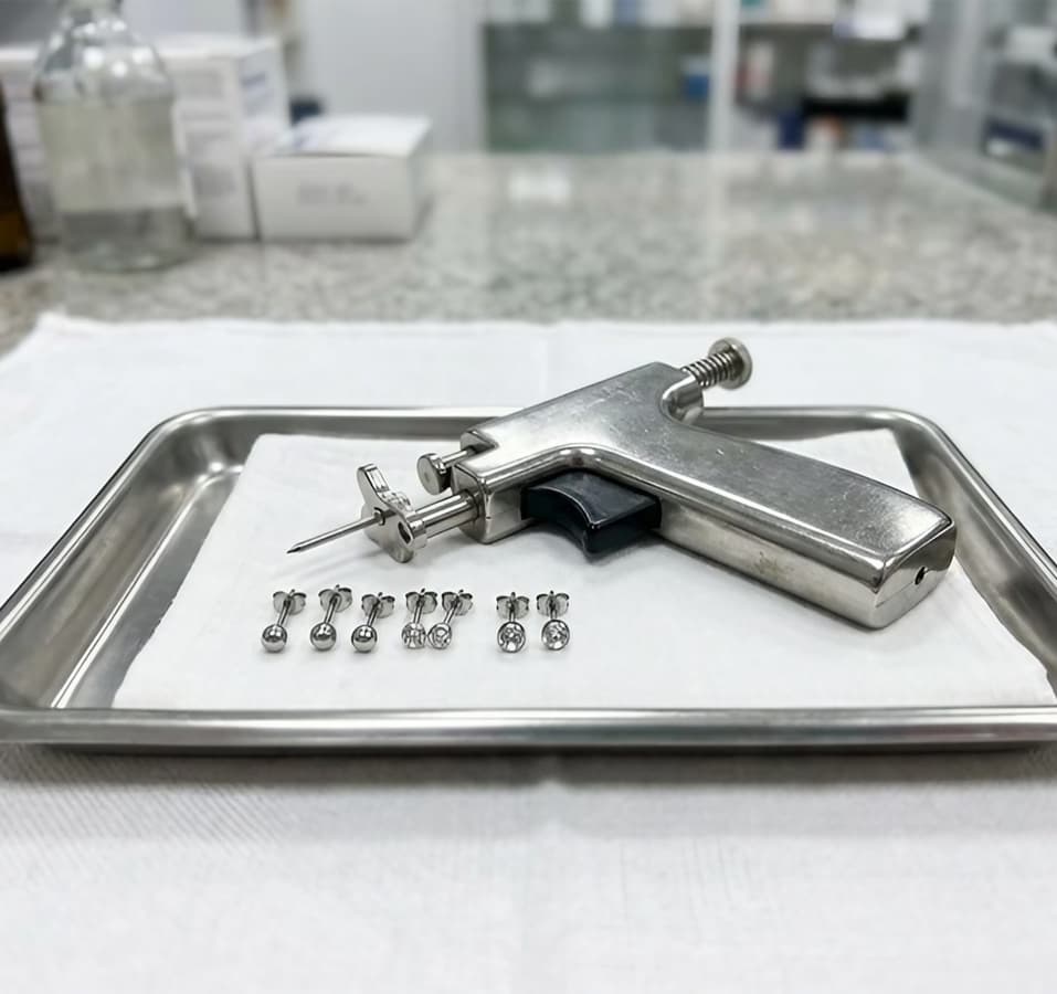 Colocación de pendientes en farmacia de Boiro