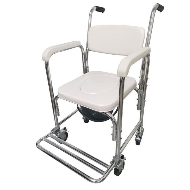 Silla de aluminio con inodoro y ruedas