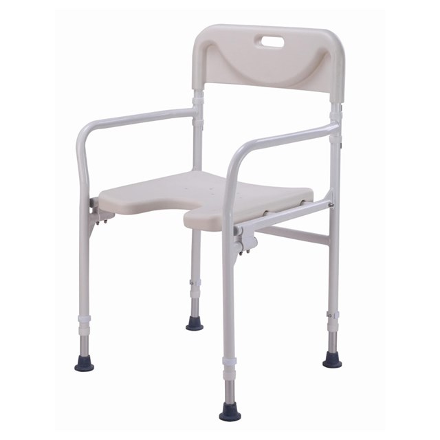Silla de baño plegable en aluminio y regulable en altura